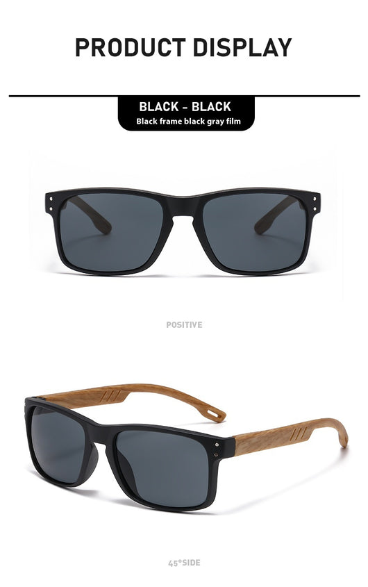 Gafas de Sol Cuadradas Retro con Pata de Madera y Lente Degradado para Hombre - Image 22