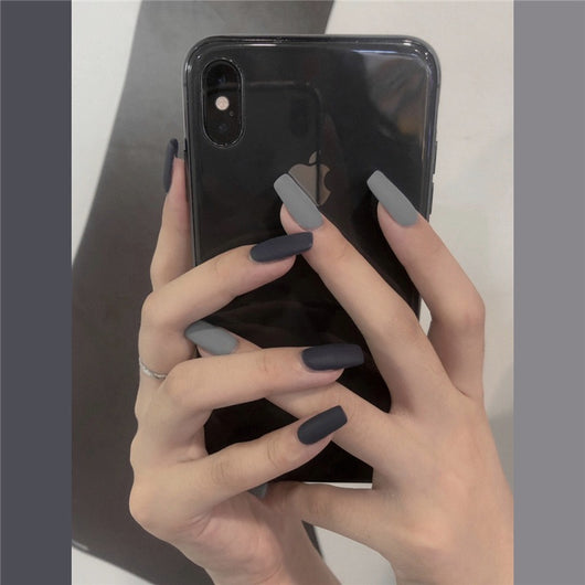 Uñas Postizas Trapecio Alargadas Pato Mandarín Oscuro - Image 17
