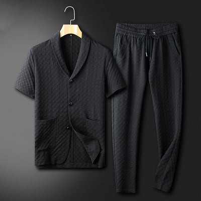 Traje Casual Hombre Cuello Estampado Oscuro