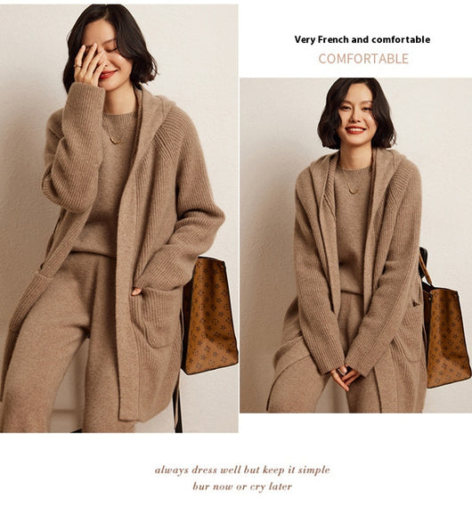 Cardigan Tejido Reversible Oversized con Capucha para Otoño e Invierno - Image 25