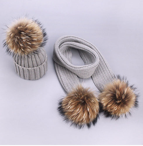 Set Gorro y Bufanda Doble Lana con Pompones para Niños - Image 20