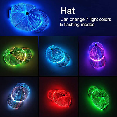 Gorro LED Luminoso de Fibra Óptica para Actividades Nocturnas