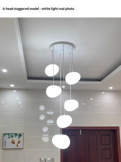 Lámpara de Araña Colgante de Cristal Cremoso para Escaleras de Doble Altura - Image 12