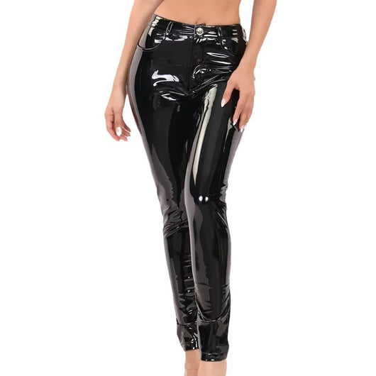 Pantalones Ajustados Brillantes de Cintura Alta Estilo Urbano - Image 5