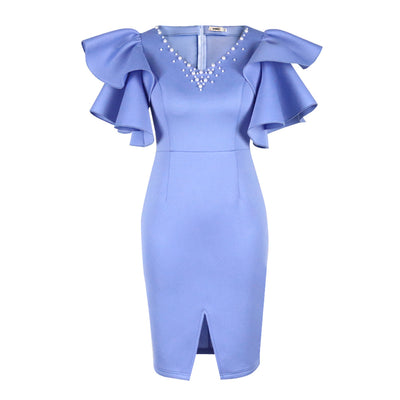 Blusa Elegante Talla Grande con Cuello en V, Mangas Fruncidas y Detalles Brillantes - Image 8
