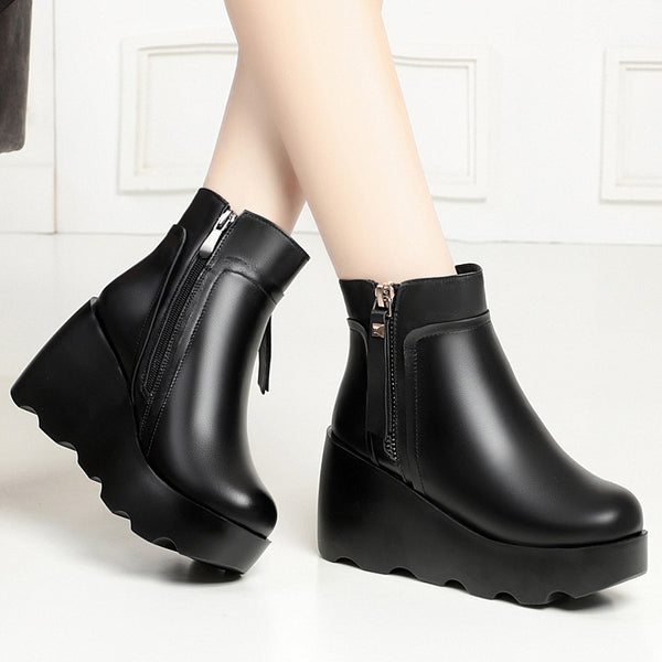 Botas de Cuña Acolchadas en Lana con Forro Polar para Mujer