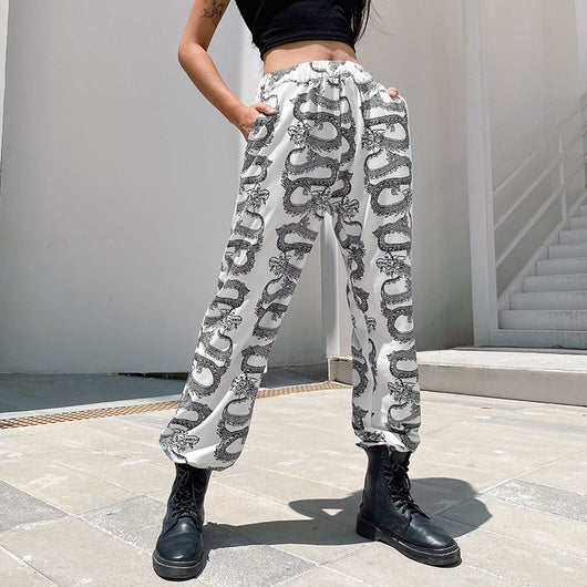 Pantalón Sudadera Estampado Dragón Cintura Alta - Image 5
