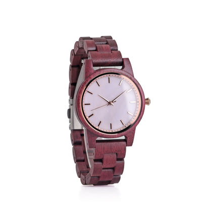 Reloj de Madera para Mujer con Esfera de Concha - Cuarzo Casual Violeta - Image 11