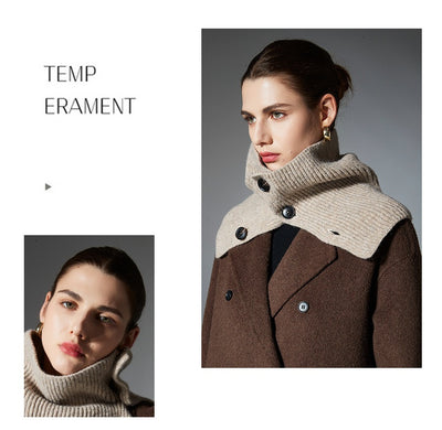 Bufanda de Lana Tejida con Flores y Botones - Estilo Europeo Otoño Invierno - Image 15