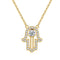 Women's Lucky Fatima Geometric Pendant Long Necklace Dorado