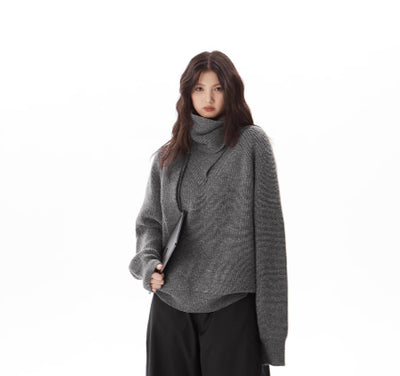Suéter Cuello Bufanda Gris Industrial para Mujer - Image 11