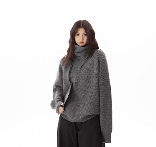 Suéter Cuello Bufanda Gris Industrial para Mujer - Image 11