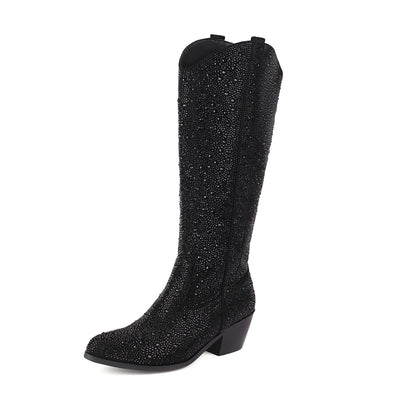 Botas Puntiagudas con Tacón Grueso y Detalles de Strass para Mujer - Image 13