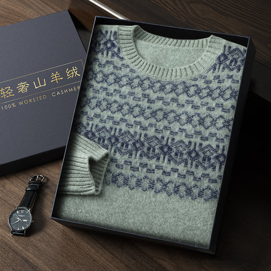 Suéter de Cachemira Jacquard para Hombre - Tejido Grueso y Cálido - Image 2