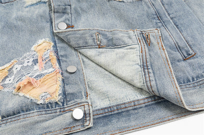 Chaqueta Denim con Costuras de Encaje y Detalles Rotos - Image 8
