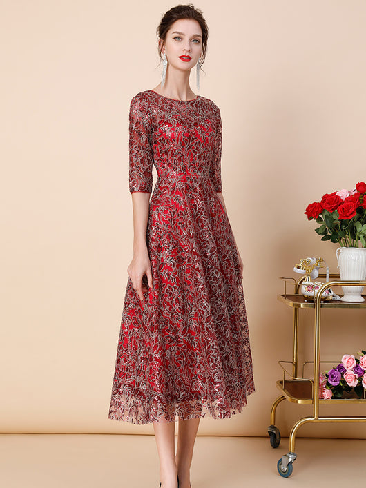 Vestido Slim Fit Elegante con Bordado Delicado para Mujer - Image 11