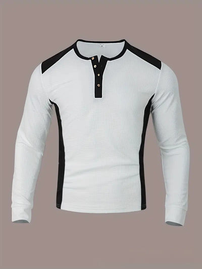 Sudadera Hombre Manga Larga Diseño Jacquard Patchwork Corte Holgado - Image 11