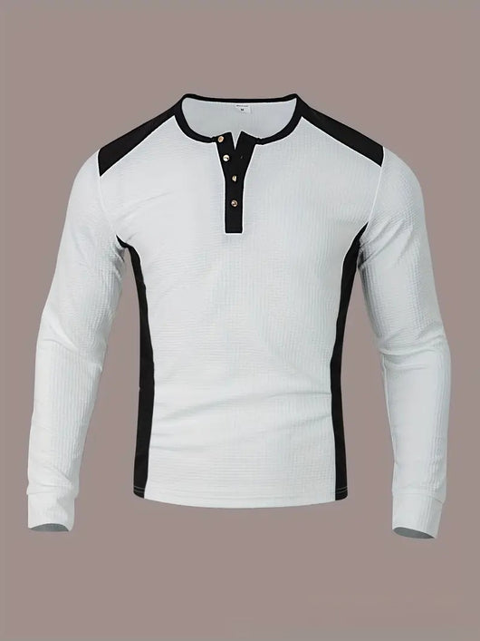 Sudadera Hombre Manga Larga Diseño Jacquard Patchwork Corte Holgado - Image 11