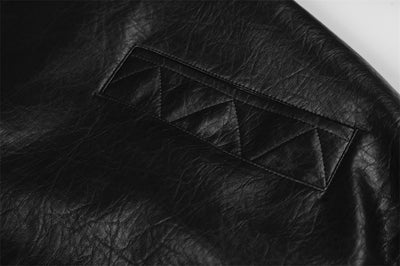 Chaqueta de Cuero Casual con Solapa - Diseño Liso y Versátil - Image 9
