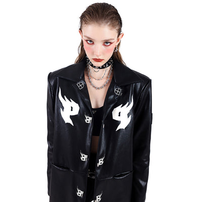 Chaqueta de Cuero y Algodón Negro con Hebilla de Metal Original - Image 11