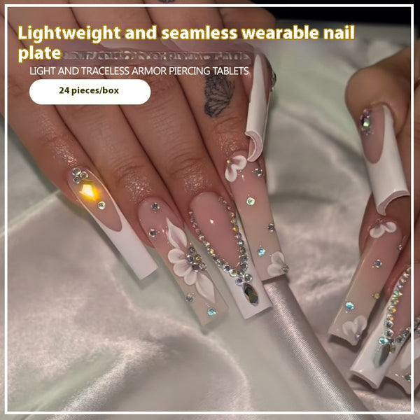Uñas Postizas Largas Estilo Europeo y Americano - Set de 24 Piezas