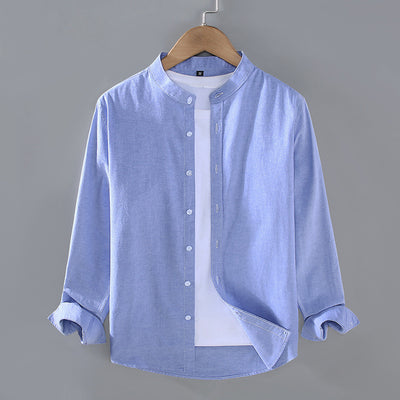 Camisa Manga Larga Cuello Alzado Hombre Primavera Otoño - Image 9