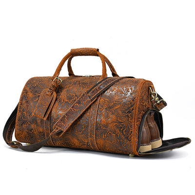 Bolsa de Viaje y Gimnasio en Cuero Genuino Negro para Hombre - Image 19