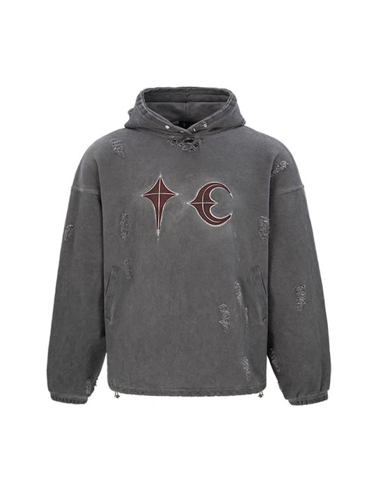 Sudadera con Capucha Desgastada y Lavada - Estilo Casual Destruido - Image 4