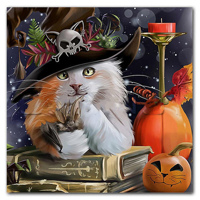 Pintura de Diamantes Gato Halloween Cuadrado - Arte Relajante y Decorativo - Image 25