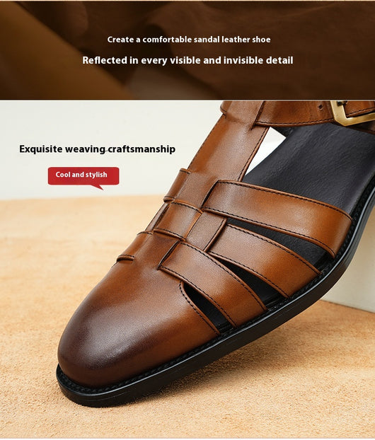 Zapatos Hombre Cuero Genuino Estilo Retro Negocios Verano Transpirables - Image 10