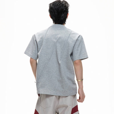 Camiseta Hombre Cuello Redondo Plisado 3D Transpirable Color Sólido - Image 12