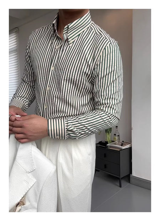 Camisa de Algodón Seersucker Primavera para Hombre - Image 14
