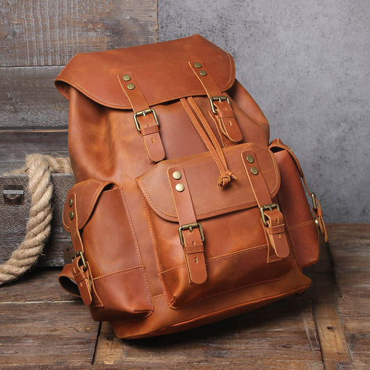 Mochila de Cuero Genuino Estilo Retro con Gran Capacidad para Hombre - Image 5