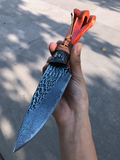 Cuchillo Artesanal de Acero Forjado con Patrón Tradicional Indio - Image 3