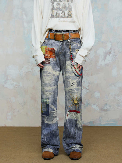 Jeans con Parches 3D Impresos y Cierre Micro-Pull Digital - Image 7