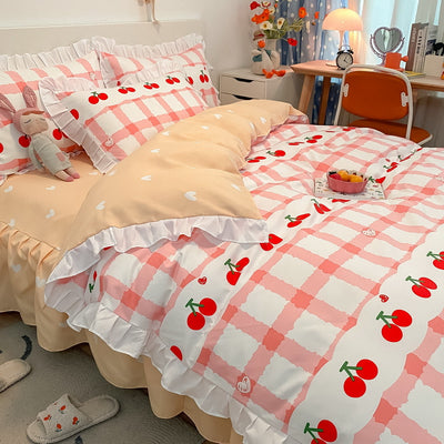 Juego de Cama Princesa 4 Piezas Estilo Coreano con Encaje - Image 12