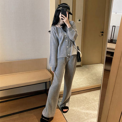 Conjunto Casual de Cardigan Tejido y Pantalón Ancho Tendencia - Image 6