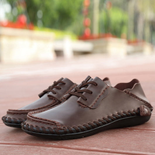 Zapatos Casuales de Cuero para Hombre con Cordones y Punta Redonda - Image 3