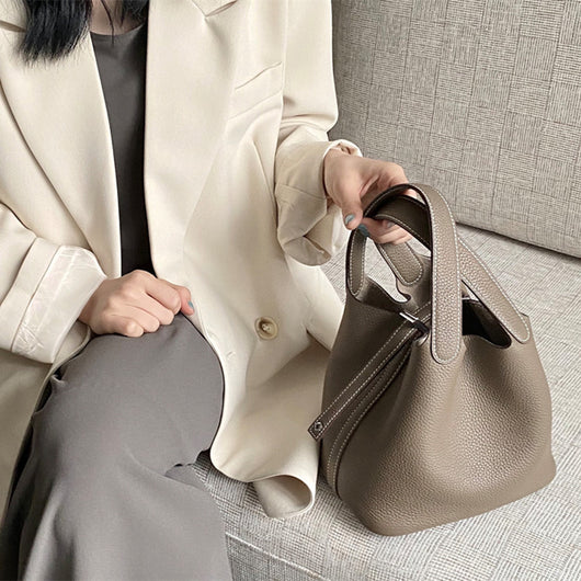 Bolso de Cuero para Mujer Elegante de Color Sólido