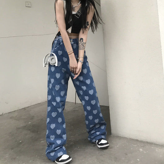 Pantalones Denim Rectos con Botones Love - Diseño Moderno y Cómodo
