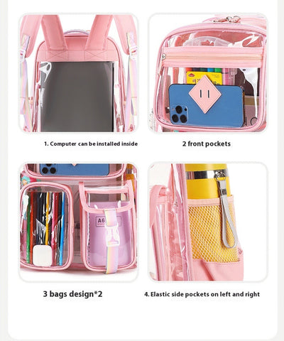 Mochila Escolar Transparente Impermeable para Primaria y Secundaria - Image 25
