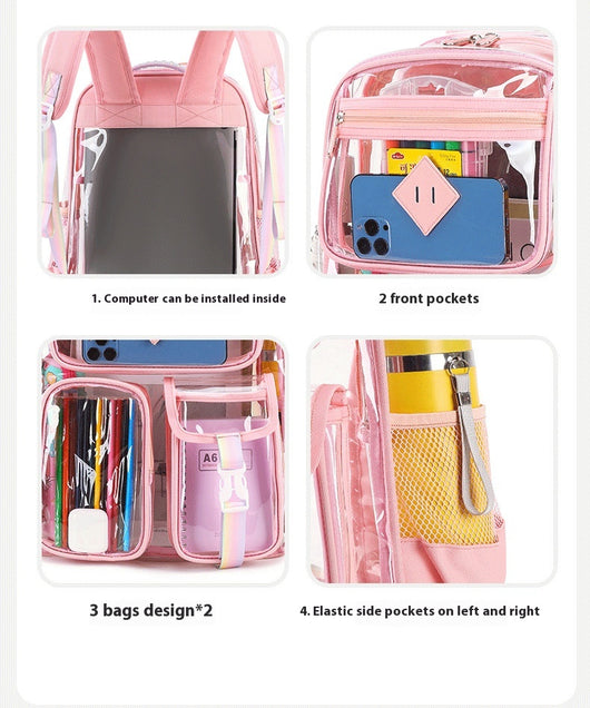 Mochila Escolar Transparente Impermeable para Primaria y Secundaria - Image 25