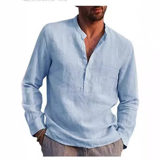 Camisa de Lino Casual Manga Larga para Playa Hombre - Image 2