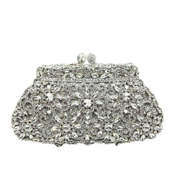 Bolso de Noche Metálico con Incrustaciones de Diamantes Estilo Europeo