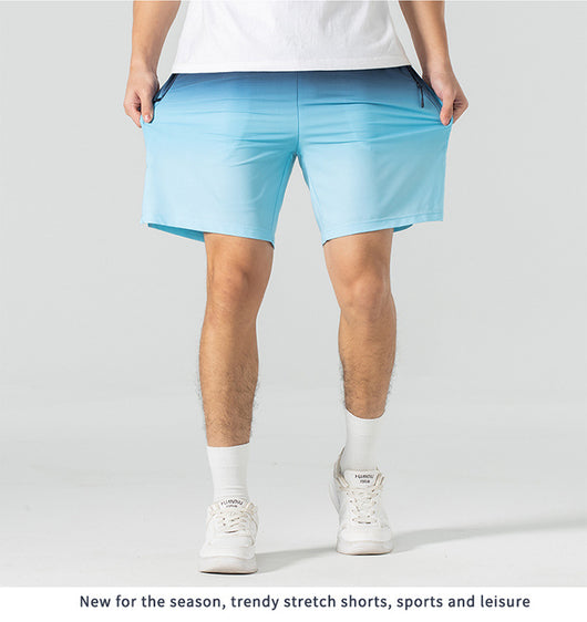 Pantalones Cortos Deportivos Ice Silk Degradado para Hombre - Ideales para Playa y Verano - Image 13
