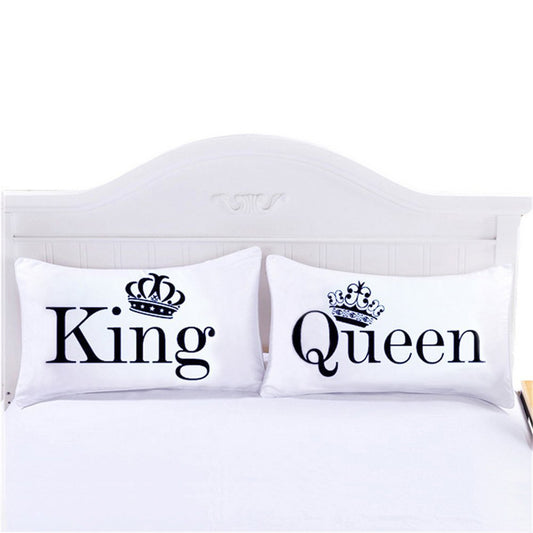 Funda de Almohada Pareja Blanca King/Queen - Ropa de Cama Personalizada