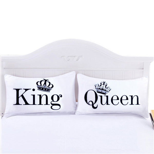 Funda de Almohada Pareja Blanca King/Queen - Ropa de Cama Personalizada