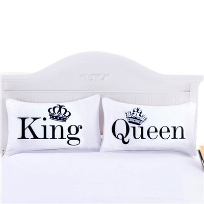 Funda de Almohada Pareja Blanca King/Queen - Ropa de Cama Personalizada