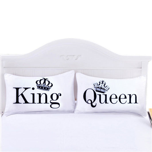 Funda de Almohada Pareja Blanca King/Queen - Ropa de Cama Personalizada