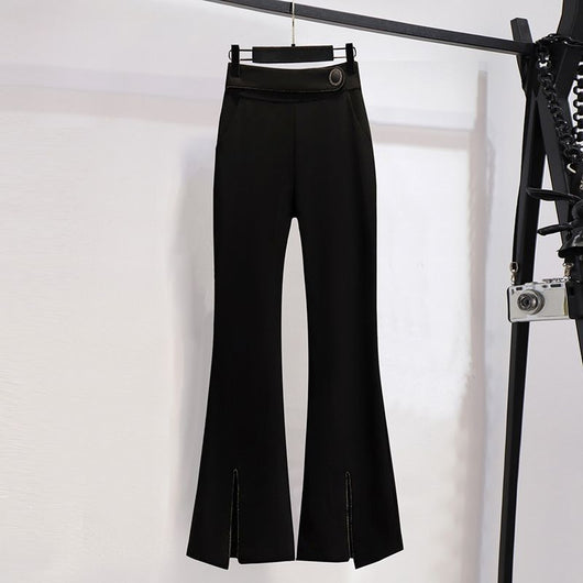 Blazer de Traje Negro con Falda Plisada y Solapa Diseñada para Mujer - Image 3